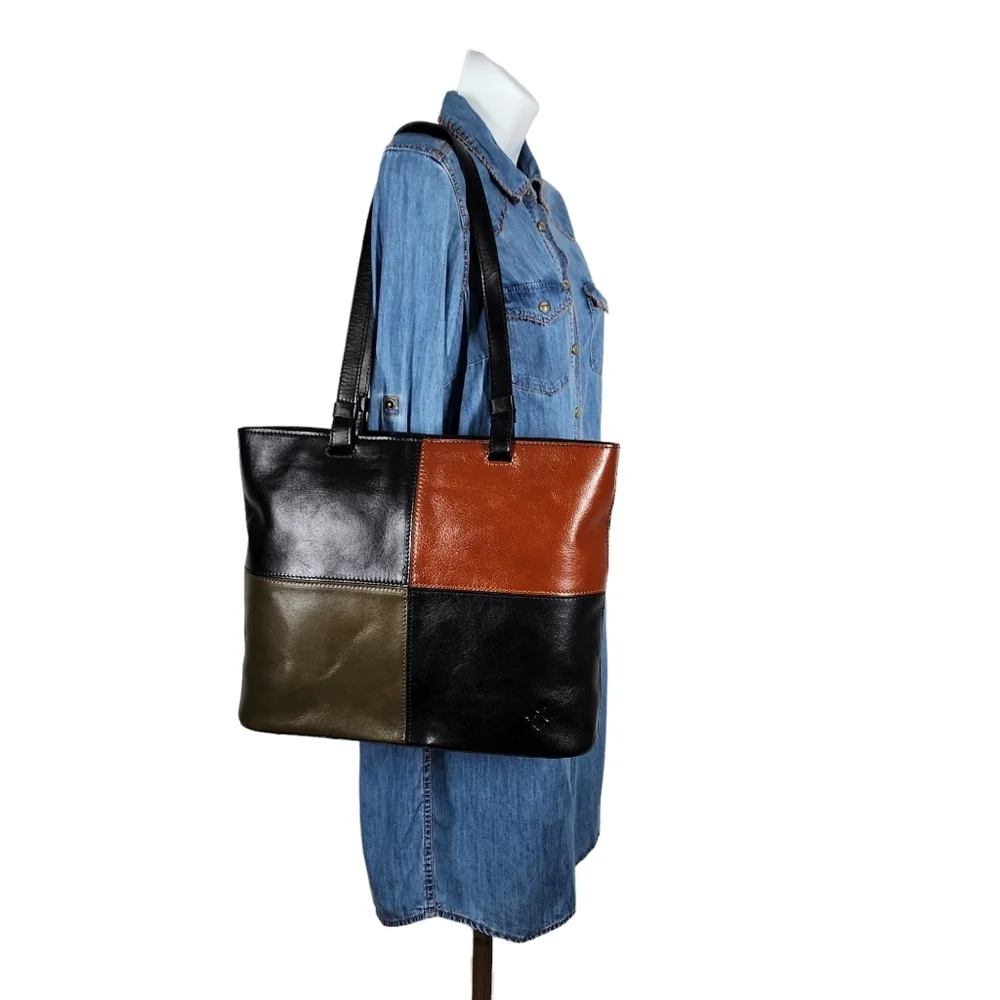 PATRICIA NASH LEATHER COLORBLOCK BRADEN TOTE